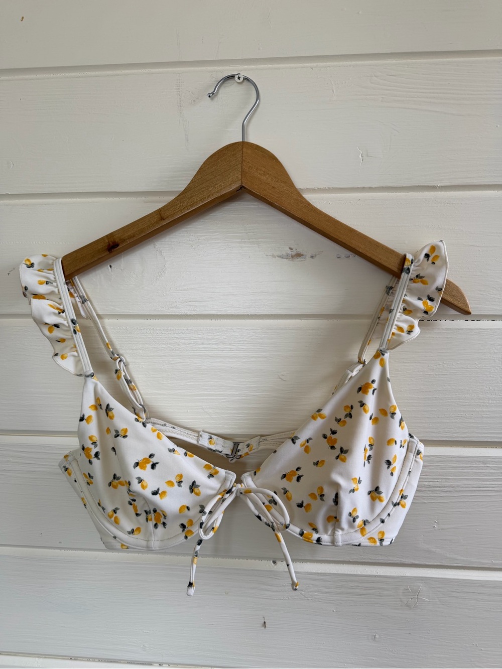 Abercrombie & Fitch White Bikini Top with Yellow Floral Print